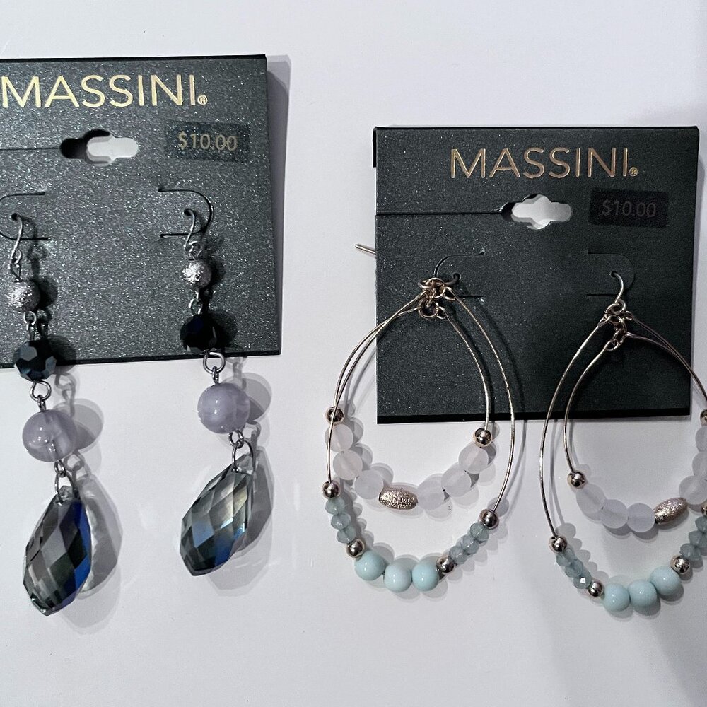Hanging Beaded Earrings‎ by Massini 2 Pairs New with Tags